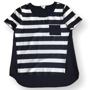 J Crew Blue White Striped Casual Top S